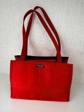 Kate Spade Red Nylon Mini Tote Shoulder Bag Structured Classic